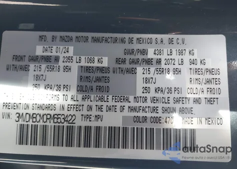 2024 Mazda Cx-30 2.5 S Carbon Edition из США, поврежденный, VIN 3MVDMBCM0RM653422